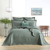 Renee Taylor Scallop Jacquard Coverlet Set - Juniper (OEKO-TEX Certified Bedspread)