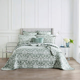 Renee Taylor Tahlia Jacquard Reversible Coverlet Set - Jade (OEKO-TEX Certified Bedspread)