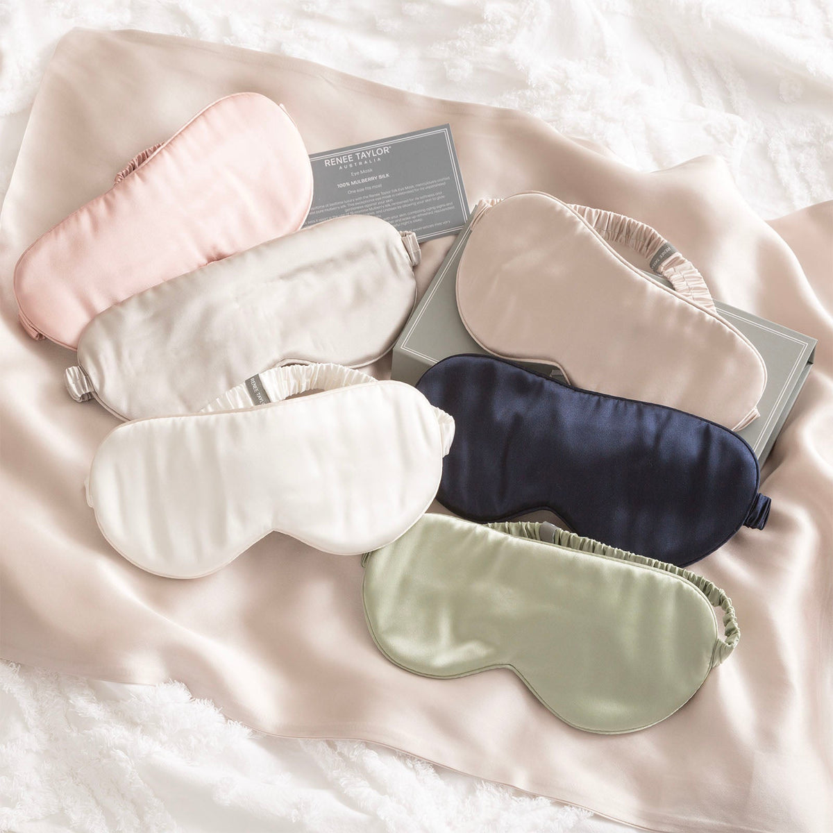 Renee Taylor Pure Mulberry Silk Travel Eye Mask - Sand (19 Momme)