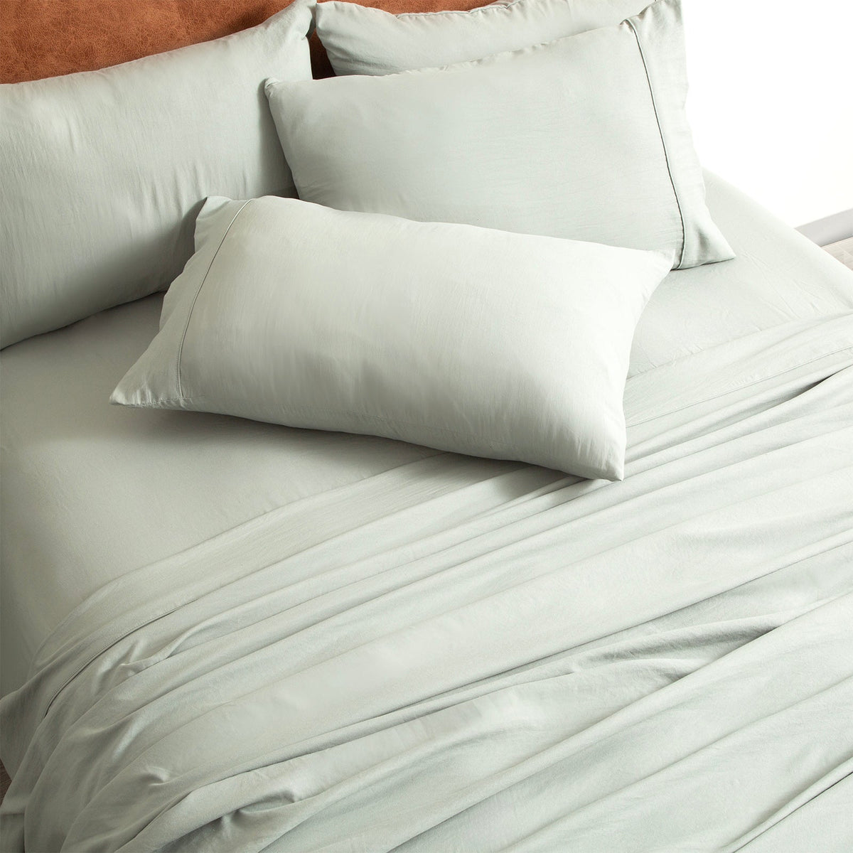 Ddecor Home Ultra Plush Vintage Washed Microfibre Bed Sheet Set - Sage (OEKO-TEX Certified)
