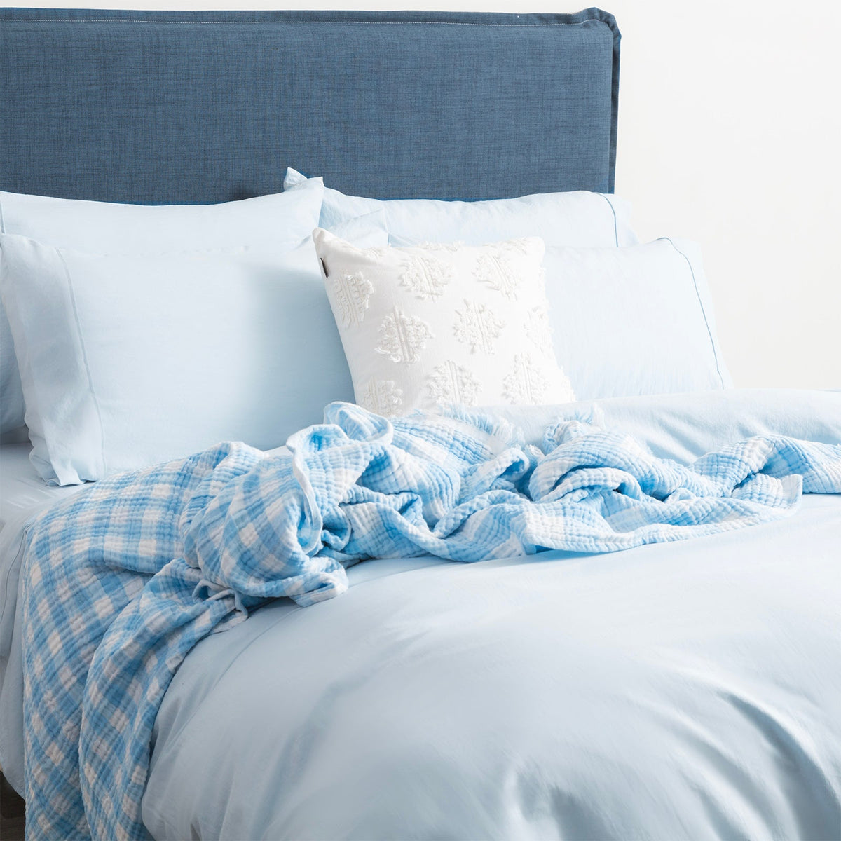 Ddecor Home Ultra Plush Vintage Washed Microfibre Quilt Cover Set - Blue (OEKO-TEX Certified)