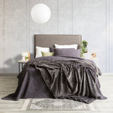 Renee Taylor Plush 380 GSM Ultra Soft Velvet Blanket - Graphite (OEKO-TEX Certified)