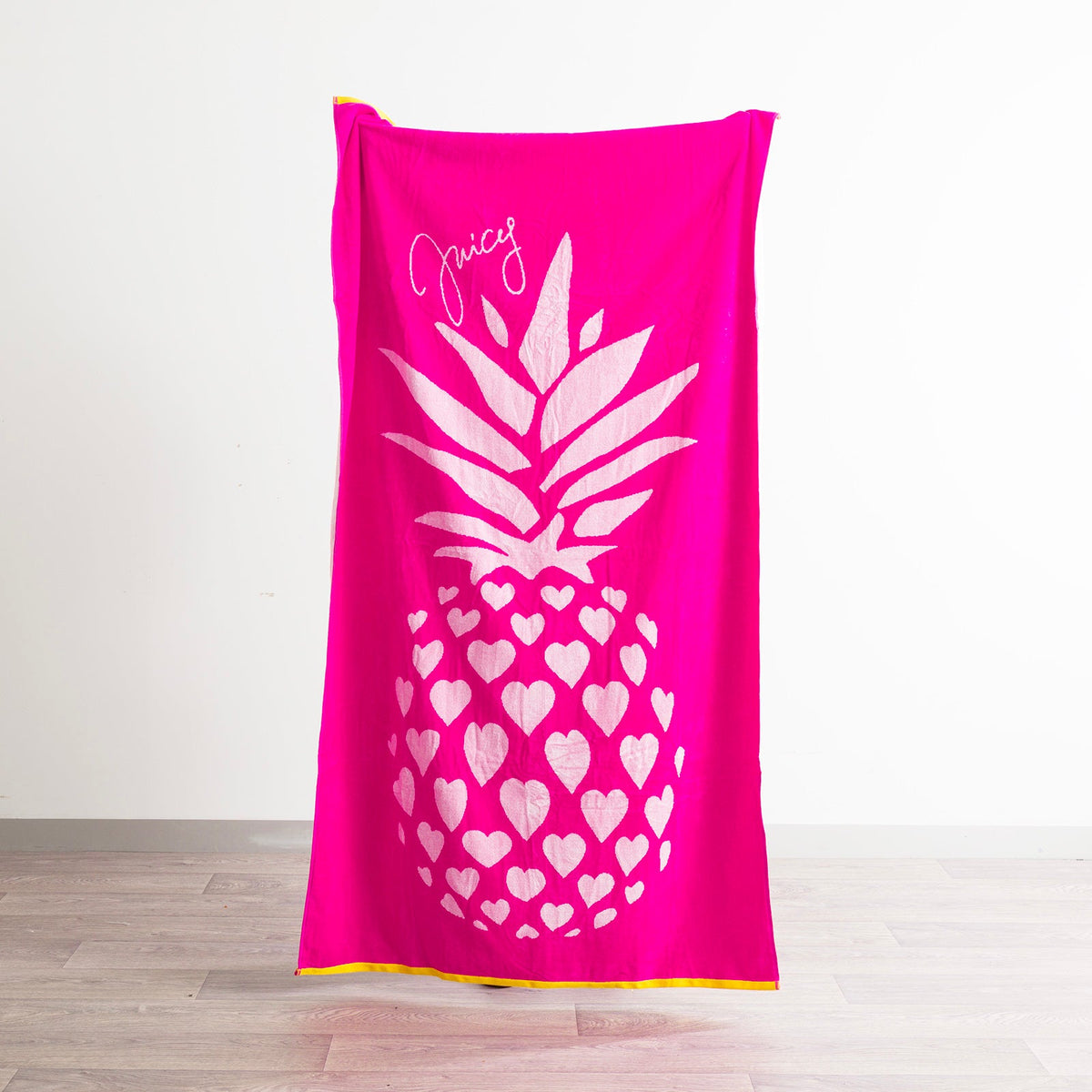 Renee Taylor Hearts Cotton Velour Beach Towel 2 Pack - Pink/White (550 GSM Jacquard, 100 x 180cm)