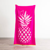 Renee Taylor Hearts Cotton Velour Beach Towel 2 Pack - Pink/White (550 GSM Jacquard, 100 x 180cm)