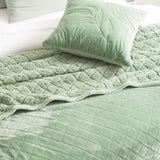 Renee Taylor Heston 480 GSM Velvet Sherpa Blanket - Eucalyptus (OEKO-TEX Certified)