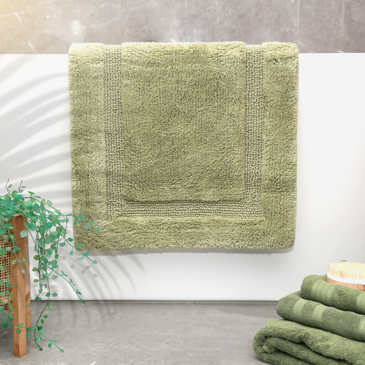 Renee Taylor Soho 3000 GSM Reversible Cotton Bath Mat - Khaki (50 x 80cm)