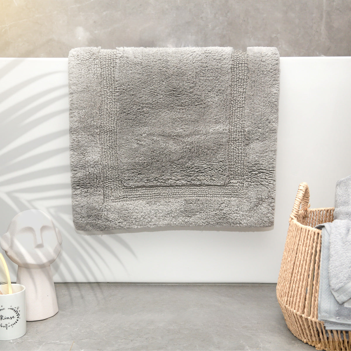 Renee Taylor Soho 3000 GSM Reversible Cotton Bath Mat - Granite (50 x 80cm)