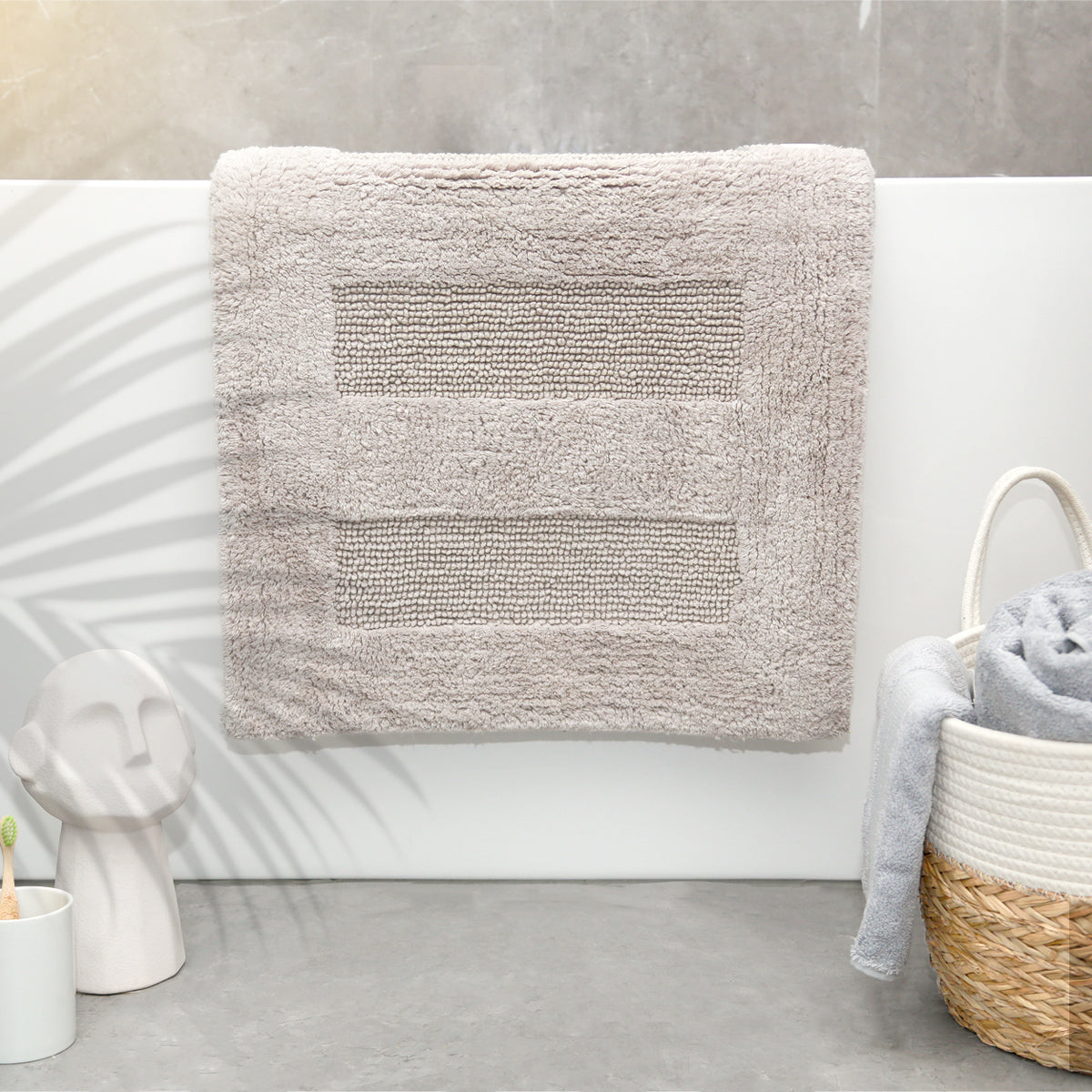 Renee Taylor Retreat Reversible Cotton Bath Mat - Sand (50 x 80cm)