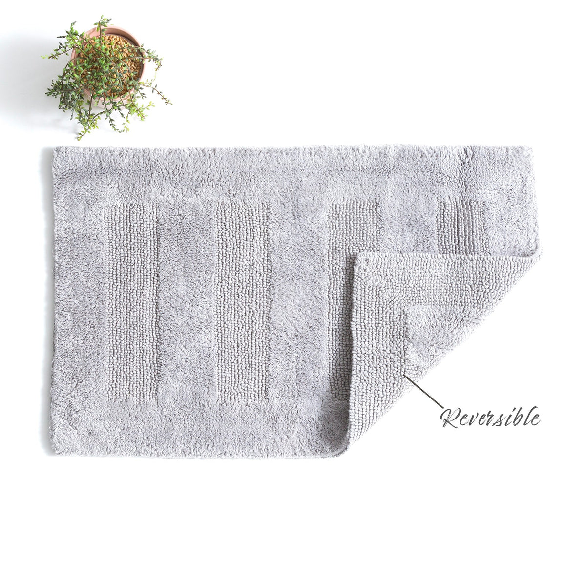 Renee Taylor Retreat Reversible Cotton Bath Mat - Granite (50 x 80cm)