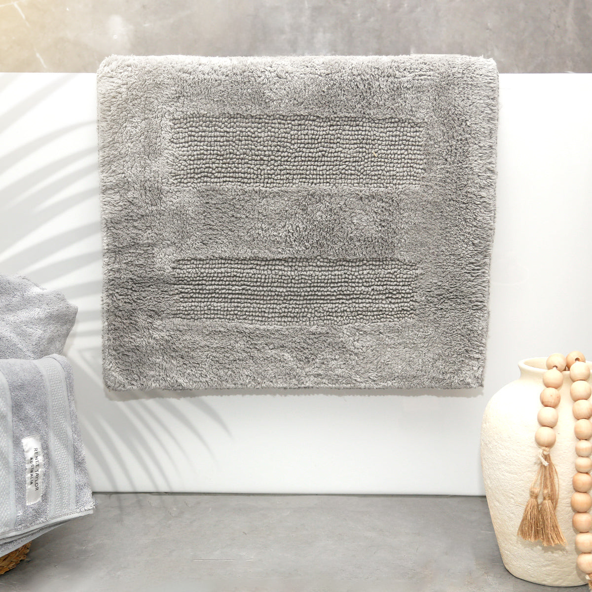 Renee Taylor Retreat Reversible Cotton Bath Mat - Granite (50 x 80cm)