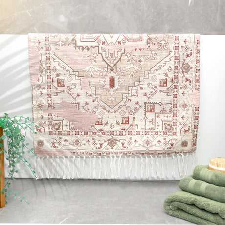 Renee Taylor Athens Vintage Handwoven Cotton Chenille Bath Mat Rug (65 x 110cm)