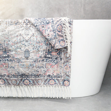 Renee Taylor Kashan Vintage Handwoven Cotton Chenille Bath Mat Rug (65 x 110cm)