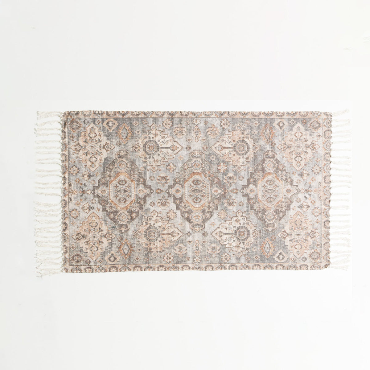 Renee Taylor Amritsar Vintage Handwoven Cotton Chenille Bath Mat Rug (65 x 110cm)