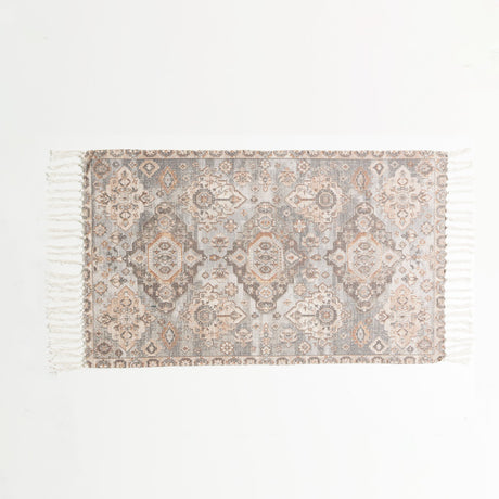 Renee Taylor Amritsar Vintage Handwoven Cotton Chenille Bath Mat Rug (65 x 110cm)