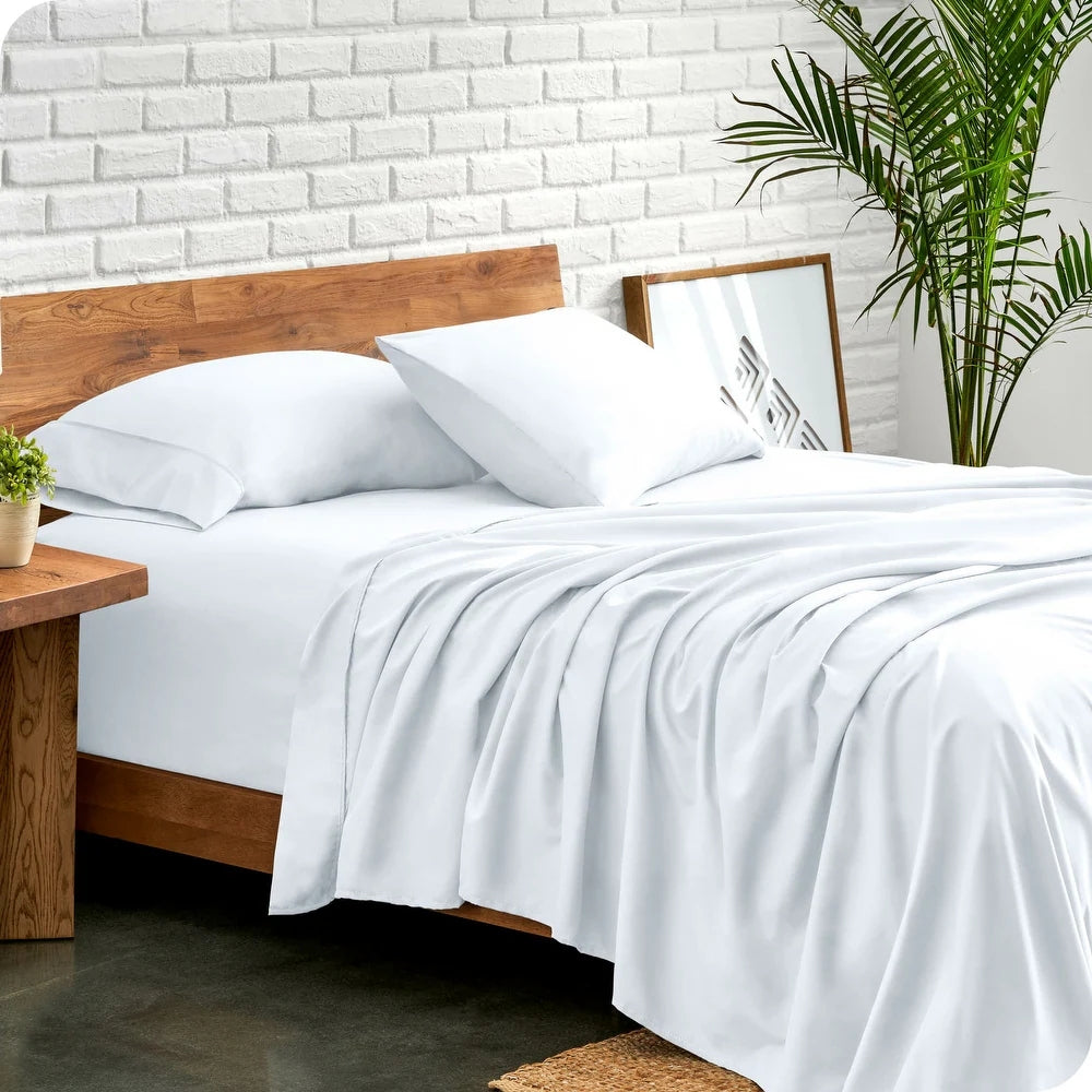 Ddecor Home 1500TC Premium Cotton Blend Bed Sheet Set - Snow (OEKO-TEX Certified)