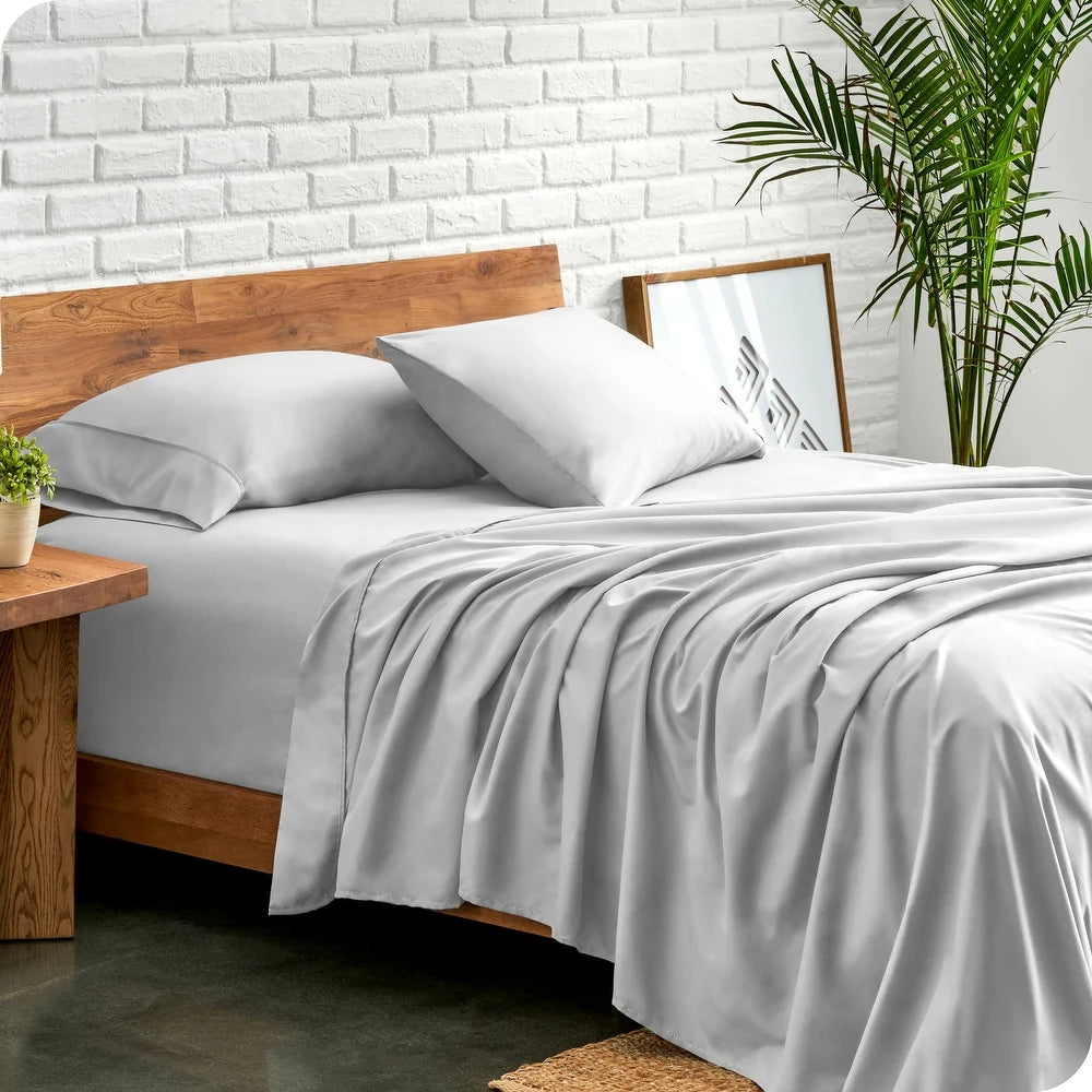 Ddecor Home 1500TC Premium Cotton Blend Bed Sheet Set - Silver (OEKO-TEX Certified)