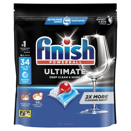 3x Finish Powerball Ultimate Deep Clean & Shine Dishwasher Tablets with Baking Soda (3x34 Pack)