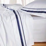 Renee Taylor Cloud 1000TC Egyptian Cotton Bed Sheet Set - White/Navy (OEKO-TEX Certified)