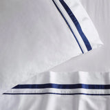 Renee Taylor Cloud 1000TC Egyptian Cotton Bed Sheet Set - White/Navy (OEKO-TEX Certified)