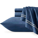 Renee Taylor Strada 1000TC Egyptian Cotton Quilt Cover Set - Indigo (Embroidered Trim)