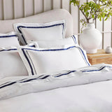 Renee Taylor Cloud 1000TC Egyptian Cotton Bed Sheet Set - White/Navy (OEKO-TEX Certified)
