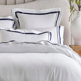 Renee Taylor Cloud 1000TC Egyptian Cotton Bed Sheet Set - White/Navy (OEKO-TEX Certified)