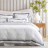 Renee Taylor Cloud 1000TC Egyptian Cotton Bed Sheet Set - White/Navy (OEKO-TEX Certified)