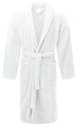 Renee Taylor Chalet Quick Dry Terry Cotton Unisex Bath Robe - White (Shawl Collar)