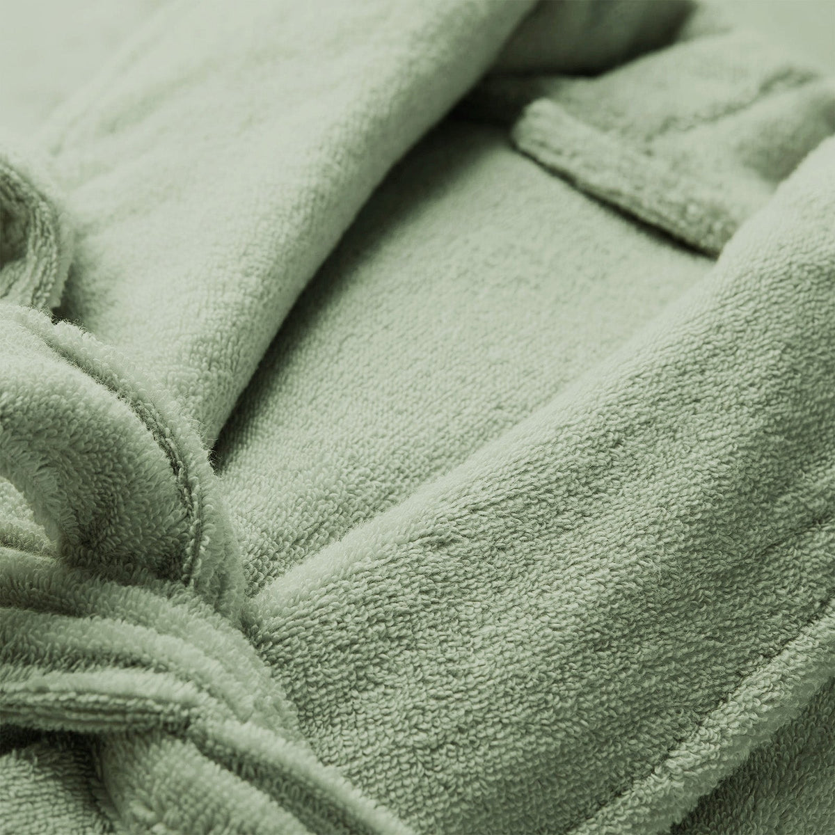 Renee Taylor Chalet Quick Dry Terry Cotton Unisex Bath Robe - Eucalyptus (Shawl Collar)