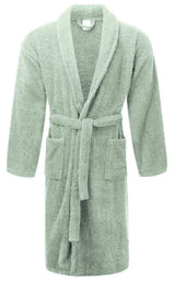 Renee Taylor Chalet Quick Dry Terry Cotton Unisex Bath Robe - Eucalyptus (Shawl Collar)