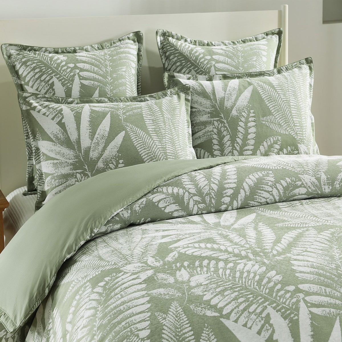 Renee Taylor Lansfield Tropical Jacquard Quilt Cover Set - Sage (OEKO-TEX Certified)