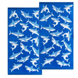 Renee Taylor Shark Cotton Velour Kids Beach Towel 2 Pack - Navy/Blue (550 GSM Jacquard, 75 x 150cm)