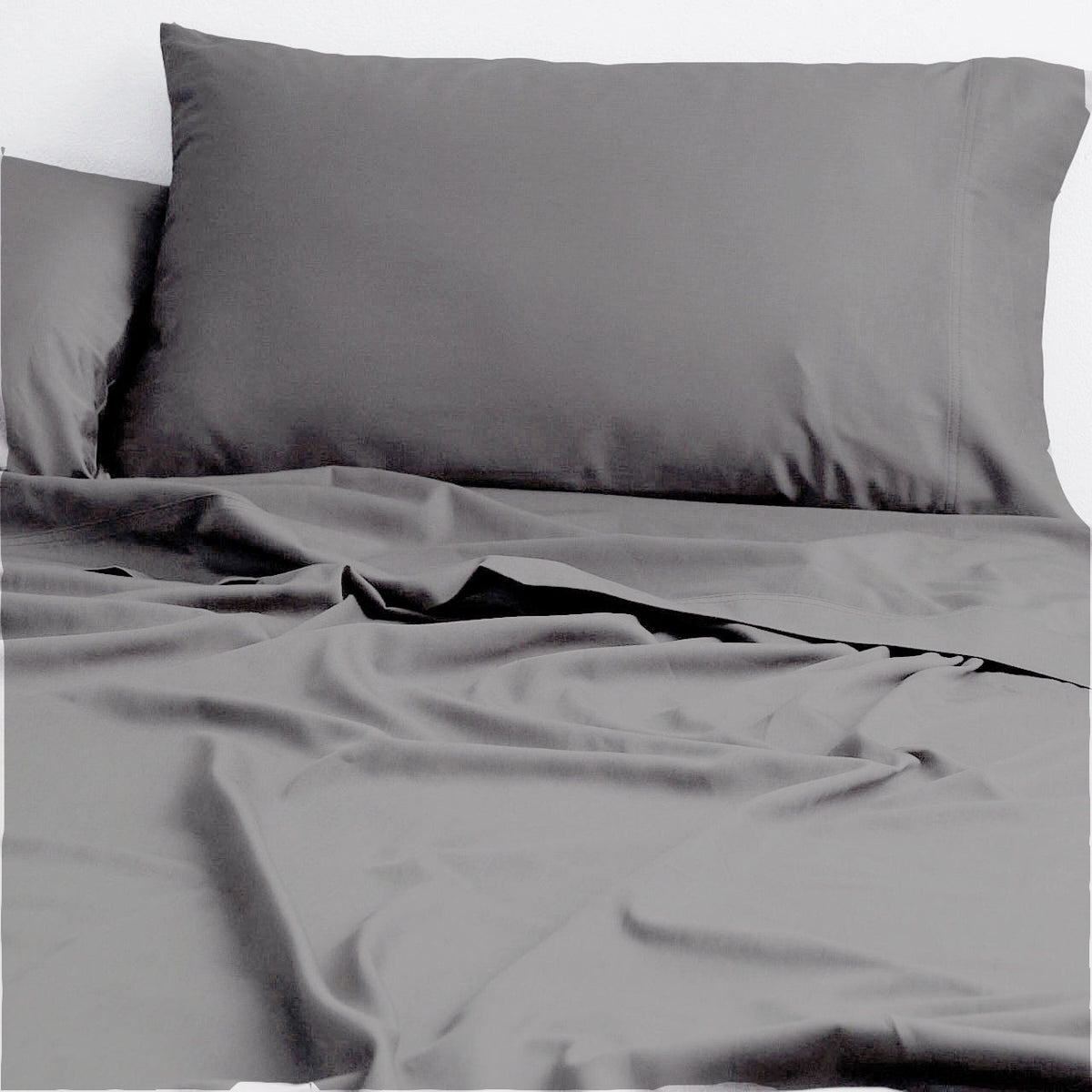 Cloud Linen 250TC Organic Cotton Bed Sheet Set - Charcoal
