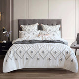 Renee Taylor Zuma Stonewashed Tufted Cotton Quilt Cover Set - White (Made in Green Certified)