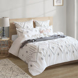 Renee Taylor Zuma Stonewashed Tufted Cotton Quilt Cover Set - White (Made in Green Certified)