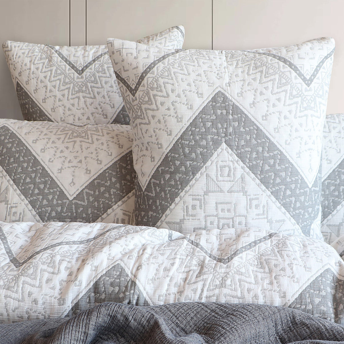 Renee Taylor Indie Yarn Dyed Cotton Blend Jacquard Quilt Cover Set (OEKO-TEX Certified)