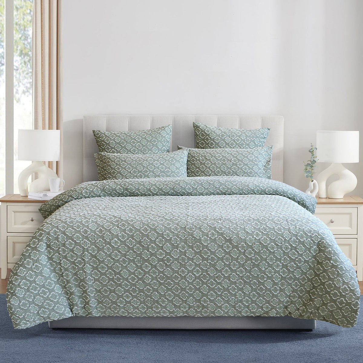 Renee Taylor Luna Yarn Dyed Cotton Jacquard Quilt Cover Set (OEKO-TEX Certified)