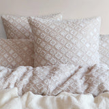 Renee Taylor Amara Yarn Dyed Cotton Jacquard Quilt Cover Set - Nude (OEKO-TEX Certified)