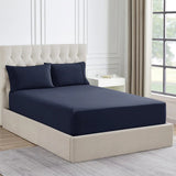 Ddecor Home 1500TC Premium Cotton Blend Fitted Sheet & Pillowcase Set - Indigo (OEKO-TEX Certified)