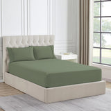 Ddecor Home 1500TC Premium Cotton Blend Fitted Sheet & Pillowcase Set - Sage (OEKO-TEX Certified)