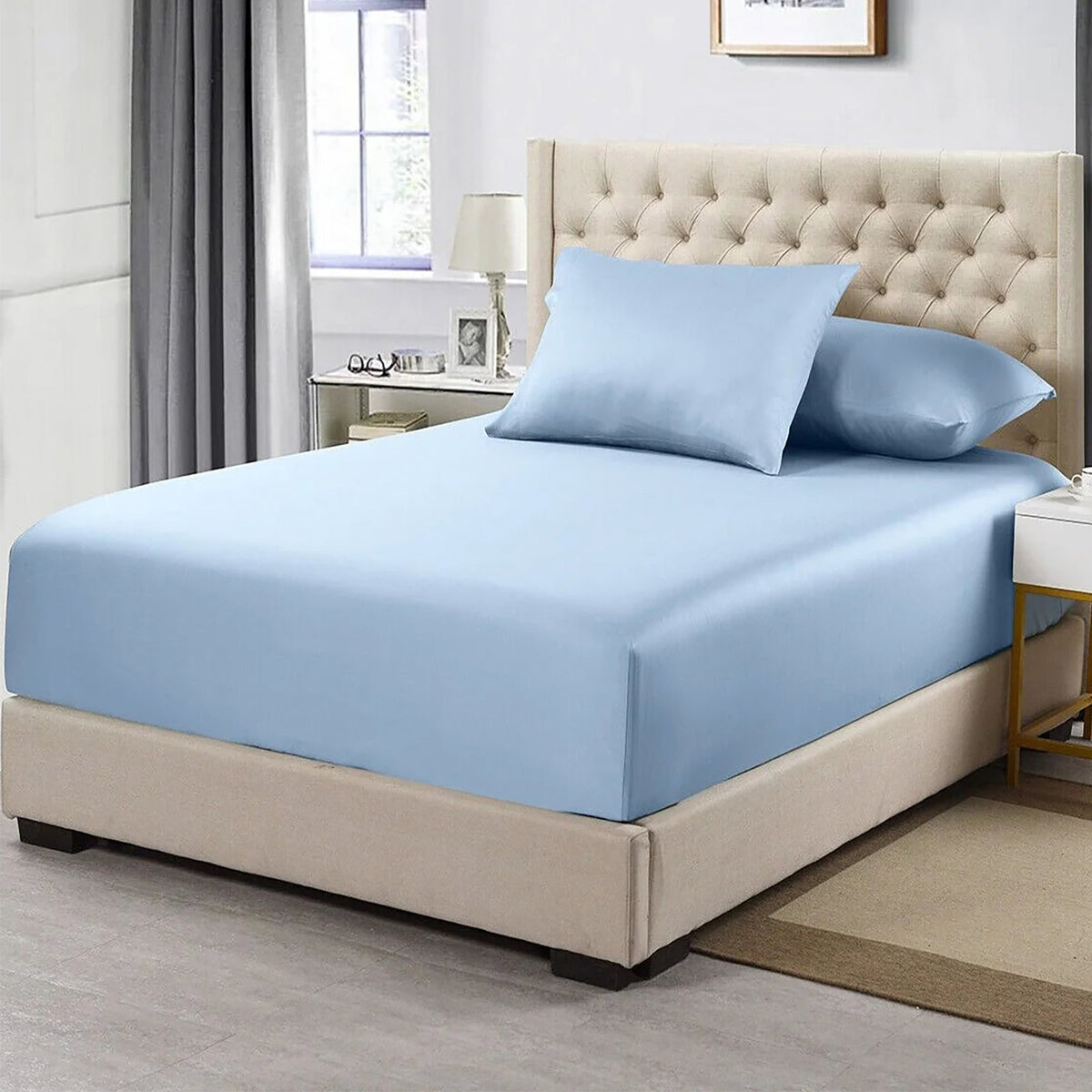Ddecor Home 1500TC Premium Cotton Blend Fitted Sheet & Pillowcase Set - Seafoam (OEKO-TEX Certified)