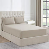 Ddecor Home 1500TC Premium Cotton Blend Fitted Sheet & Pillowcase Set - Sand (OEKO-TEX Certified)