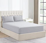Ddecor Home 1500TC Premium Cotton Blend Fitted Sheet & Pillowcase Set - Silver (OEKO-TEX Certified)