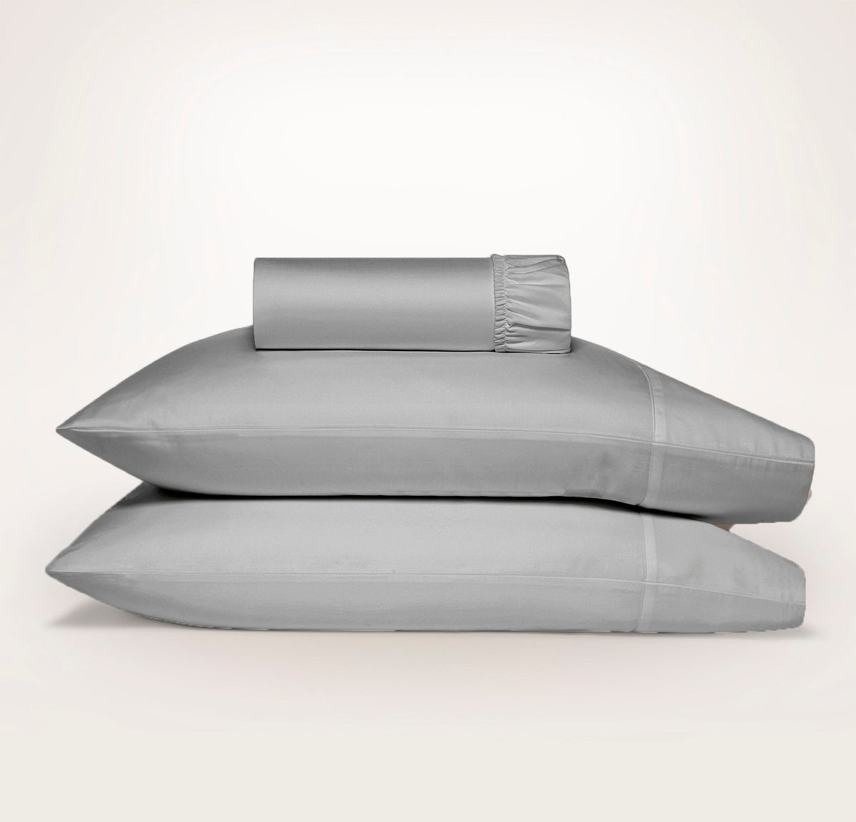 Ddecor Home 1500TC Premium Cotton Blend Fitted Sheet & Pillowcase Set - Silver (OEKO-TEX Certified)