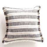 Renee Taylor Capri Stripe Stonewashed Yarn Dyed Cushion - Onyx (Square Decorative Throw Pillow - 50 x 50cm)