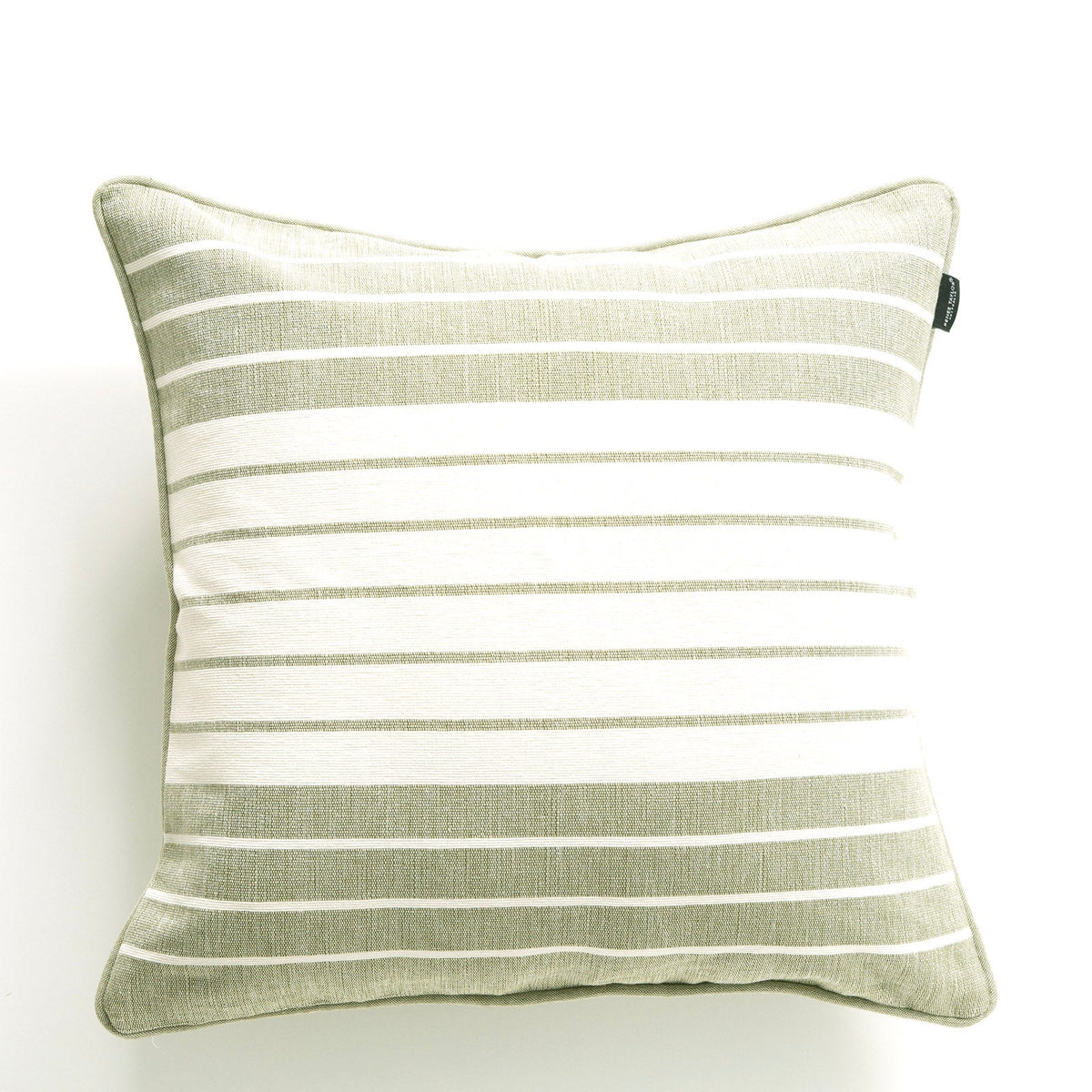 Renee Taylor Palma Stripe Stonewashed Yarn Dyed Cushion - Khaki (Square Decorative Throw Pillow - 50 x 50cm)