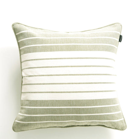 Renee Taylor Palma Stripe Stonewashed Yarn Dyed Cushion - Khaki (Square Decorative Throw Pillow - 50 x 50cm)