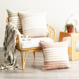 Renee Taylor Palma Stripe Stonewashed Yarn Dyed Cushion - Copper (Square Decorative Throw Pillow - 50 x 50cm)
