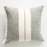 Renee Taylor Darcy Stripe Stonewashed Yarn Dyed Cushion - Sage (Square Decorative Throw Pillow - 50 x 50cm)