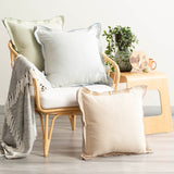 Renee Taylor Campbell Stonewashed Yarn Dyed Cushion - Sky (Square Decorative Throw Pillow - 50 x 50cm)